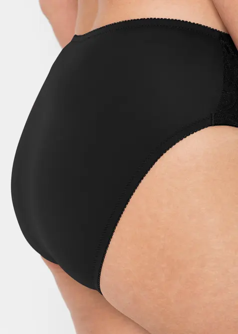 Truse med h&oslash;y midje og nydelige blonder (2-pack), bonprix