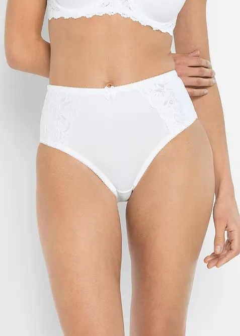 Truse med høy midje og nydelige blonder (2-pack), bonprix