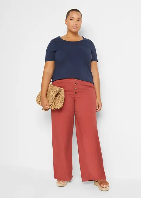 Bukse med lin og vide ben, bonprix