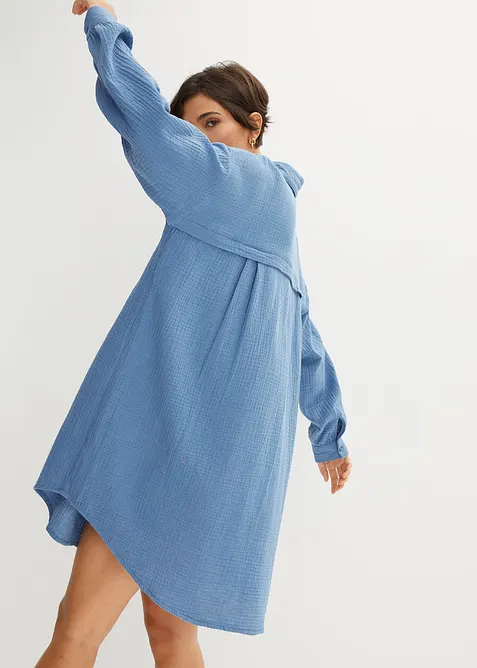Lang, oversized bluse i musselin, bonprix