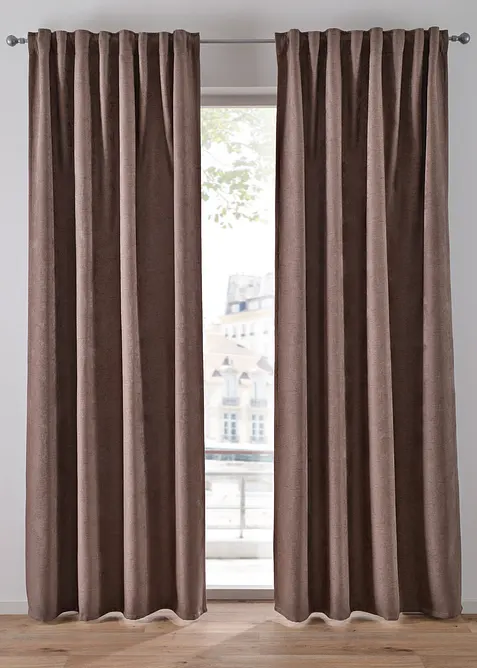 M&oslash;rkleggingsgardin med lett struktur (2-pack), bonprix