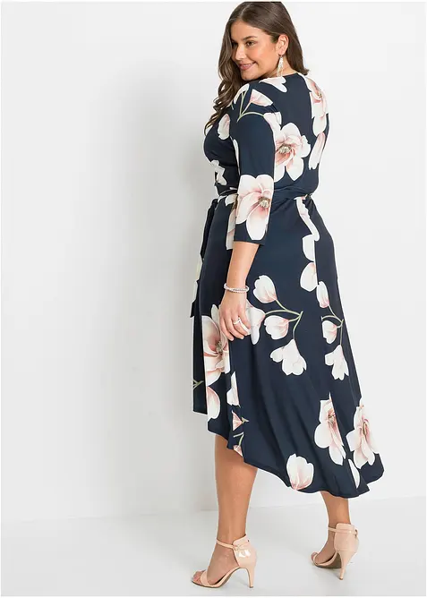 Jerseykjole med lengre bak- enn forstykke og knytebånd, bonprix