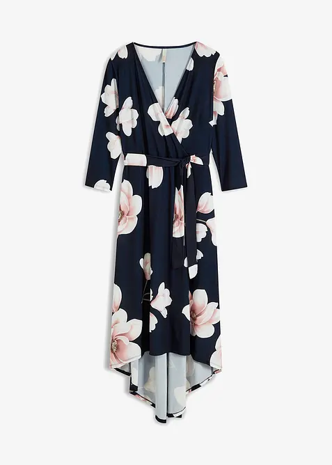 Jerseykjole med lengre bak- enn forstykke og knytebånd, bonprix