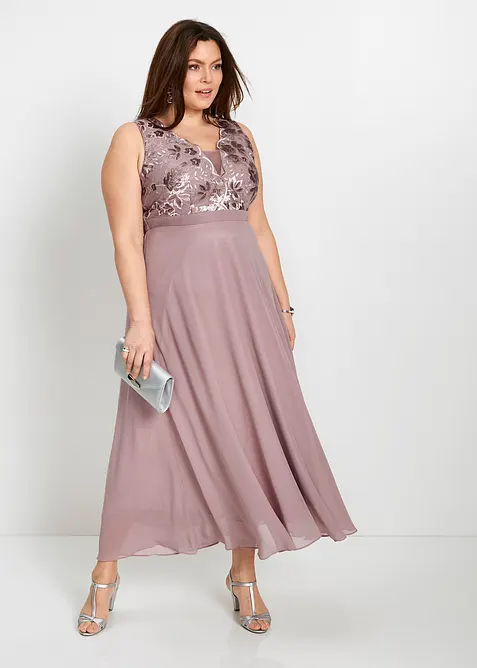 Maxikjole med paljettbroderi, bonprix