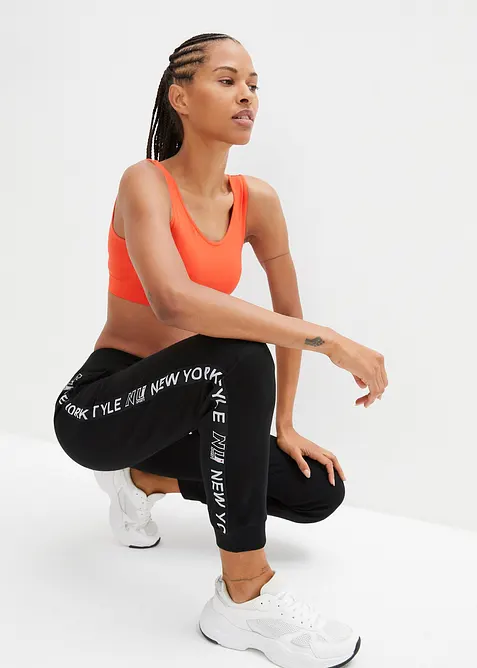 Joggebukse med elastiske kanter og statement trykk, bonprix