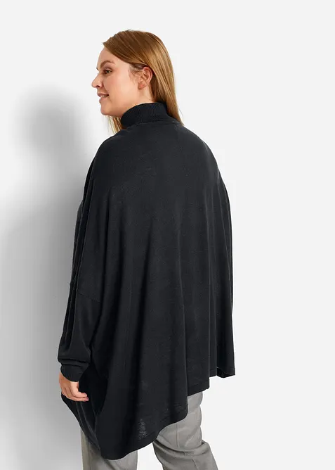 Genser i poncho-stil med asymmetrisk fald og h&oslash;y hals, bonprix