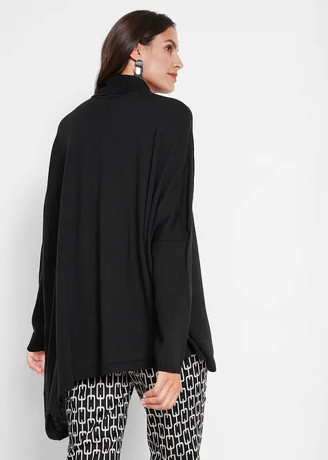 Genser i poncho-stil med asymmetrisk fald og høy hals, bonprix