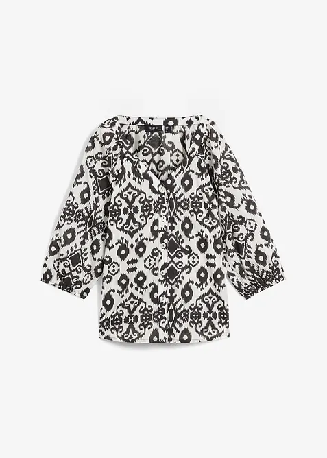 Bomullsbluse med print, bonprix