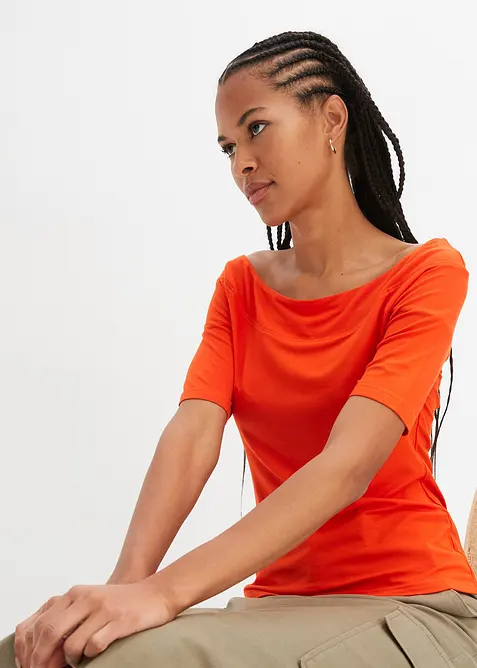 Off shoulder-topp i viskosemiks, bonprix