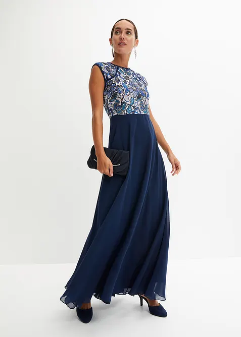 Maxikjole med blonder, bonprix