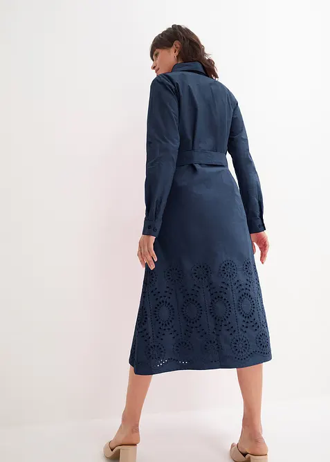 Skjortekjole med hullbroderi, bonprix