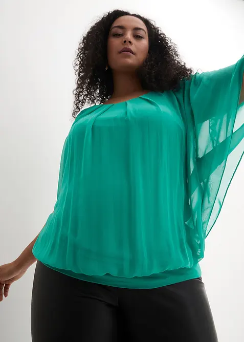 Chiffonbluse med topp under, bonprix