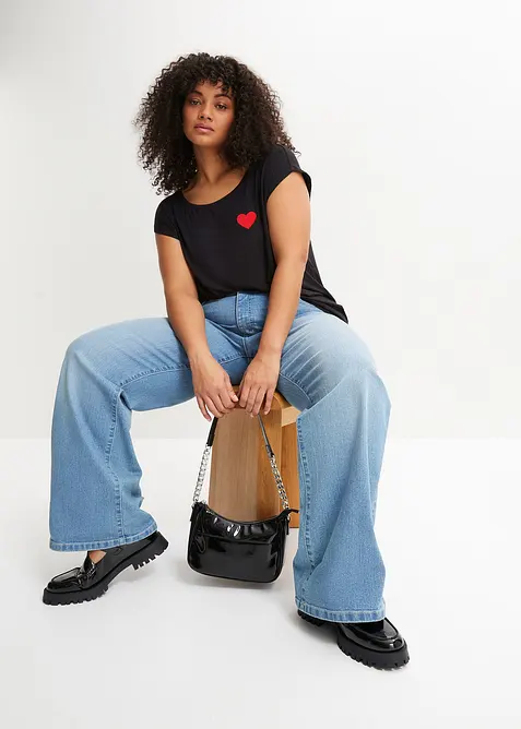 Topp i lett viskosemiks med lengre bakstykke, bonprix