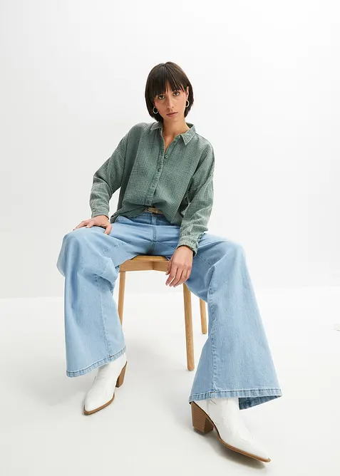 Vid bluse i used look, bonprix