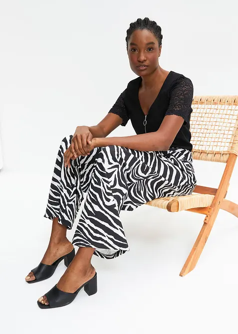 Ribbet topp i bomull, bonprix