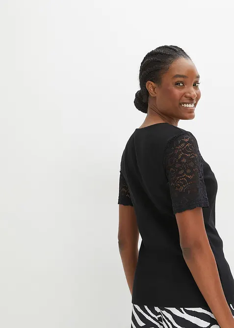 Ribbet topp i bomull, bonprix