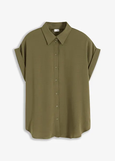 Bluse med korte ermer og resirkulert polyester, bonprix