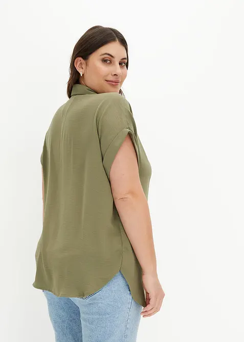Bluse med korte ermer og resirkulert polyester, bonprix