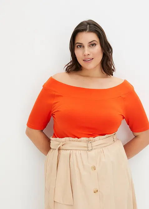 Off shoulder-topp i viskosemiks, bonprix