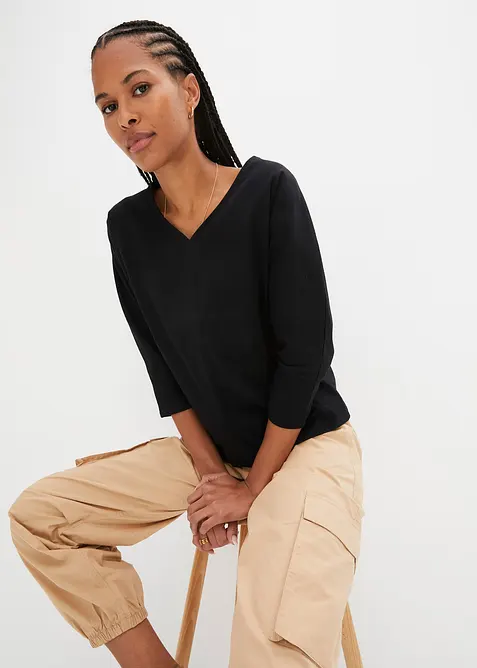 Topp av økologisk bomull, 3/4-lang arm, bonprix