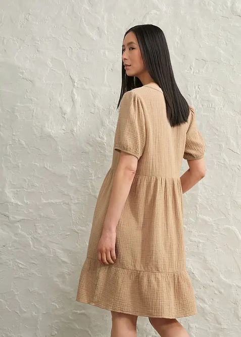 Oversized bomullskjole av musselin, bonprix