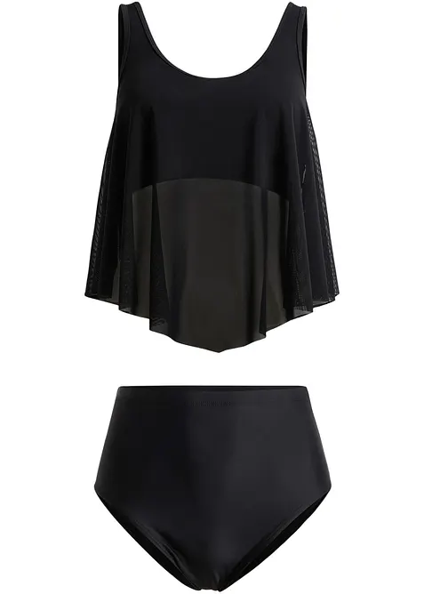 Tankini med transparent mesh (2-delt sett), bonprix