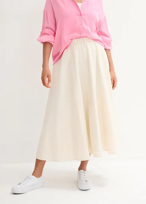 Midiskjørt i linmiks, bonprix