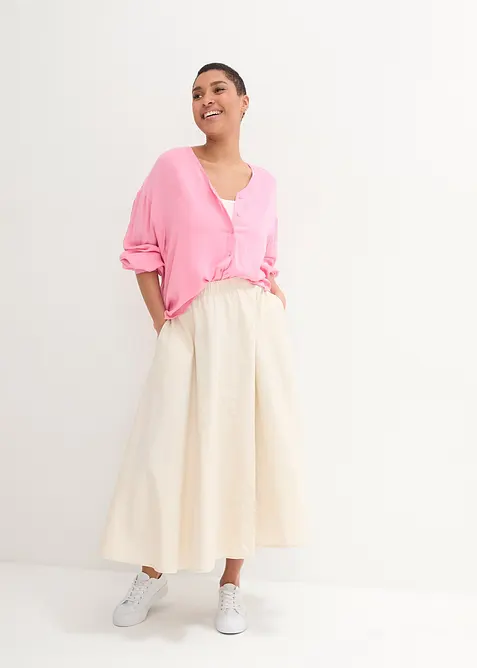 Midiskjørt i linmiks, bonprix