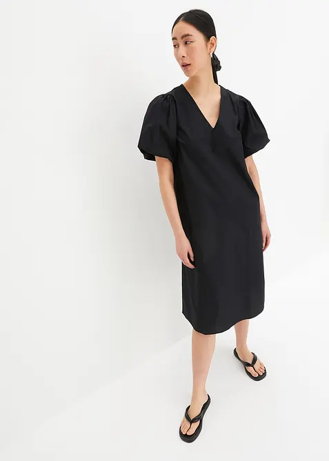 Vevd midikjole i &oslash;kologisk bomull, bonprix