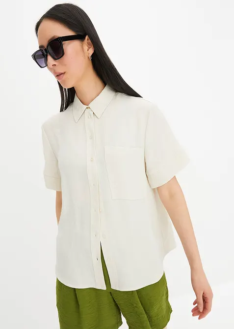 Kortermet bluse med brystlomme, bonprix