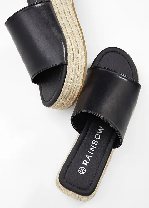 Slip-in plat&aring;sandaler i bastlook, bonprix