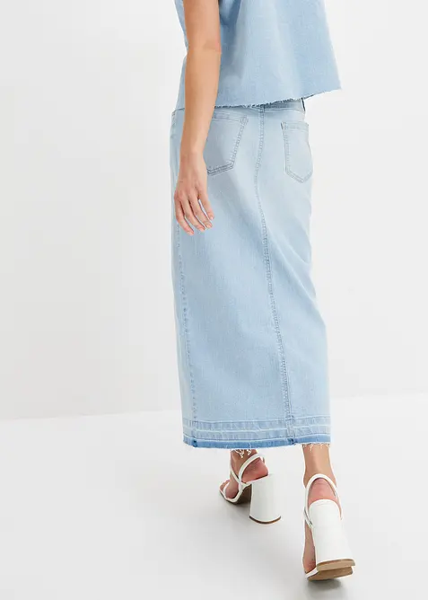 Jeansskj&oslash;rt med splitt, bonprix