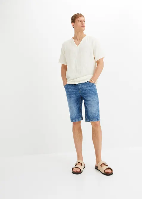 Pull on-bermudashorts i lett denim med stretch, Slim Fit, bonprix