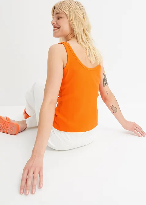 Ribbet topp i 100% økologisk bomull (2-pack), bonprix