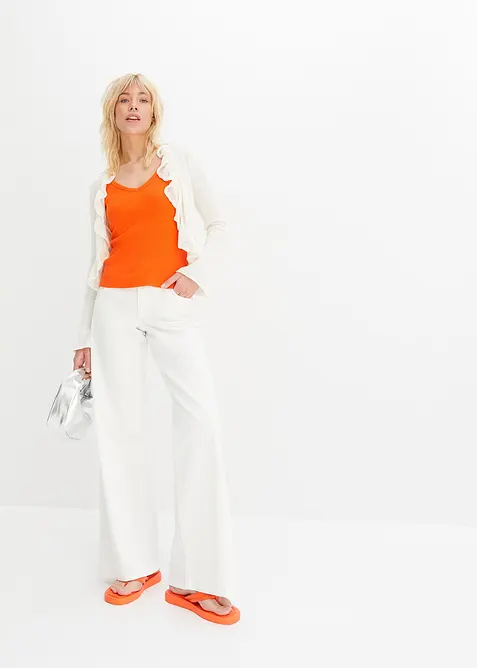 Ribbet topp i 100% økologisk bomull (2-pack), bonprix