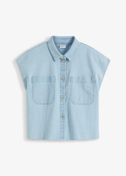 Kort boxy jeansbluse, bonprix