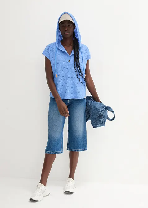 Henley-shirt med hette, bonprix