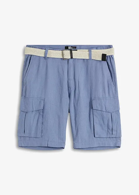 Regular Fit-cargo-bermudashorts i lin-miks med belte, bonprix