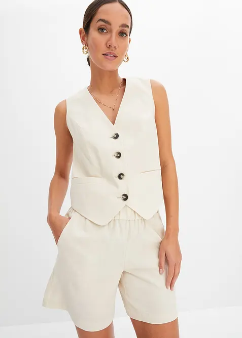 Vest og shorts i linmiks, bonprix