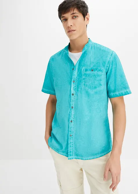 Kortermet skjorte i vasket look, bonprix