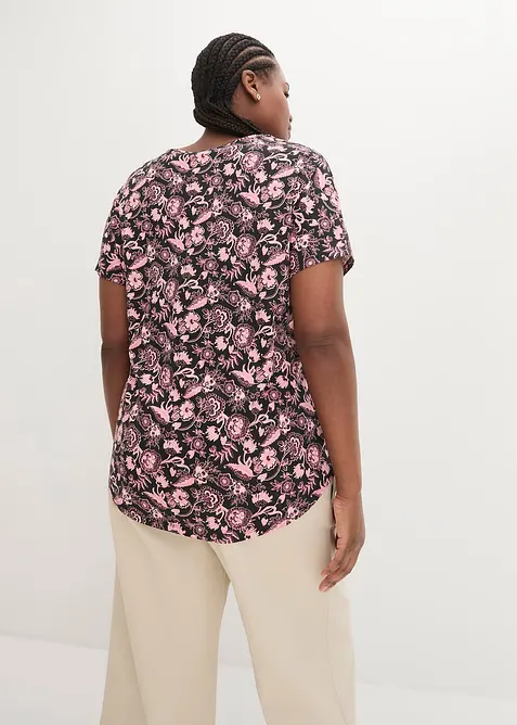 Ledig topp i flammegarn med avrundet nederkant, av &oslash;kologisk bomull, bonprix