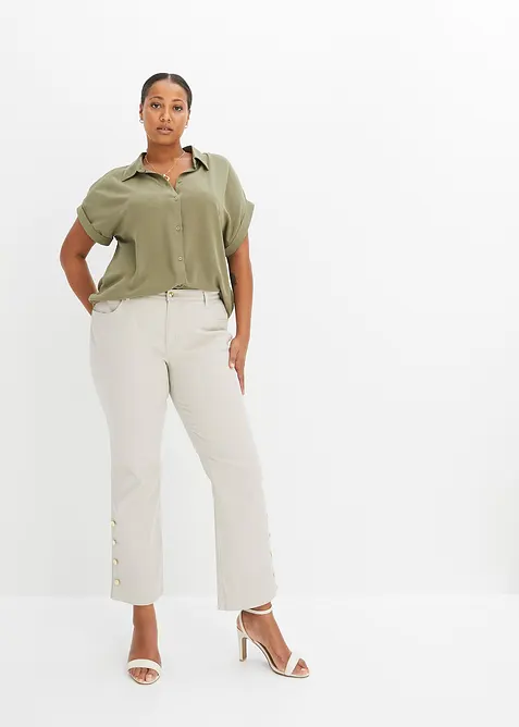 Bluse med korte ermer og resirkulert polyester, bonprix