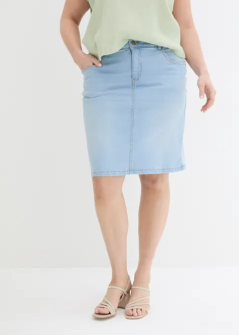 Jeansskj&oslash;rt med stretch, bonprix