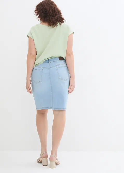 Jeansskj&oslash;rt med stretch, bonprix