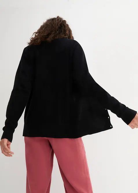 Finstrikket cardigan med knappestolpe, bonprix