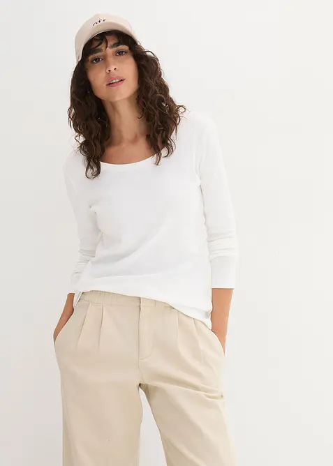 Langermet topp i 100% &oslash;kologisk bomull, bonprix