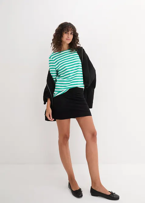 Jerseyskjørt i økologisk bomull med stretch (2-pack), bonprix