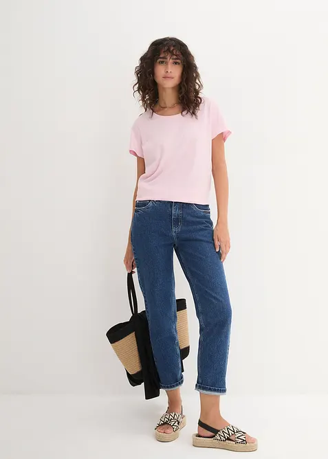 Topp med rund hals (5-pack), bonprix