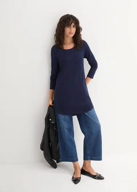 Langermet, lang topp i viskose, bonprix