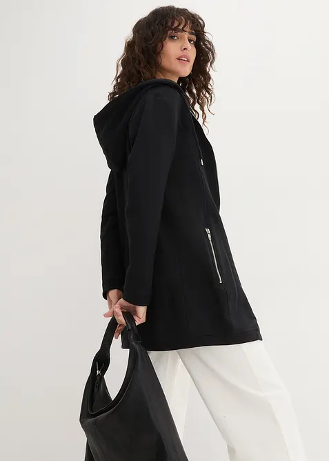 Lang sweatjakke med glidel&aring;slommer, bonprix